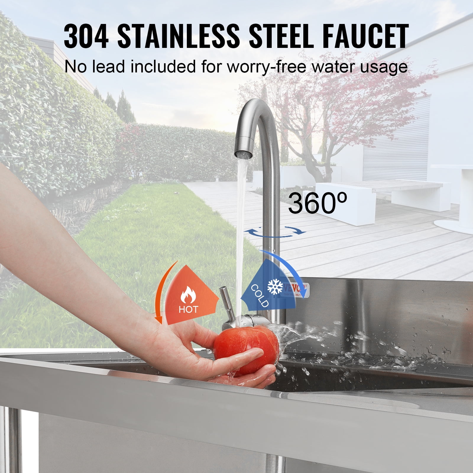 BENTISM S3-1 Stainless Steel 47.2 Inch Freestanding Single Bowl Sink