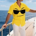 thumbnail image 4 of Dolkfu Stretch Shirts for Men Graphic Button Up Shirt Hawaiian Yellow Quick Dry Short Sleeve Tees for Men XL, 4 of 5