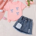 thumbnail image 4 of Ensemble Jupe en Denim à Col Rond et Manches Mi-Longues pour Filles, Tenue Décontractée 2 Pcs avec Taille Élastique, 4 of 6