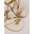thumbnail image 5 of Women Metallic Butterfly Decor Thong Sandals  Vacation Summer Flat Sandals, 5 of 7