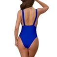 thumbnail image 3 of INSPIRE CHIC Women's Deep V Plunge Monokini Backless Bikini Set, 1 Piece Wide Strap Slimming Swimwear Bathing Suit Medium Royal Blue, 3 of 5