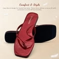 thumbnail image 3 of Womens Square Flip Flops, Patent Leather Flat Sandals with Memory Foam Insole, Non-Slip Lightweight Minimalist Open Toe Summer Vacation Dressy Beach Essentials Slippers, 3 of 7