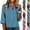 #03 Turquoise, variant on Women's Lapel Collar Tops V Neck Button Front 3/4 Sleeve Shirts Contrast Color Collar Cuffs Loose Fit Breathable Casual Summer Blouses, #03 Yellow, S