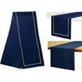 thumbnail image 1 of Linen Table Runner - 14 x 54 Inch Navy Blue and White, 54 inches Long, 100% Pure Linen Reversible Table Runners, Machine Washable, Perfect for for July 4th Spring Mother's Day, 1 of 5