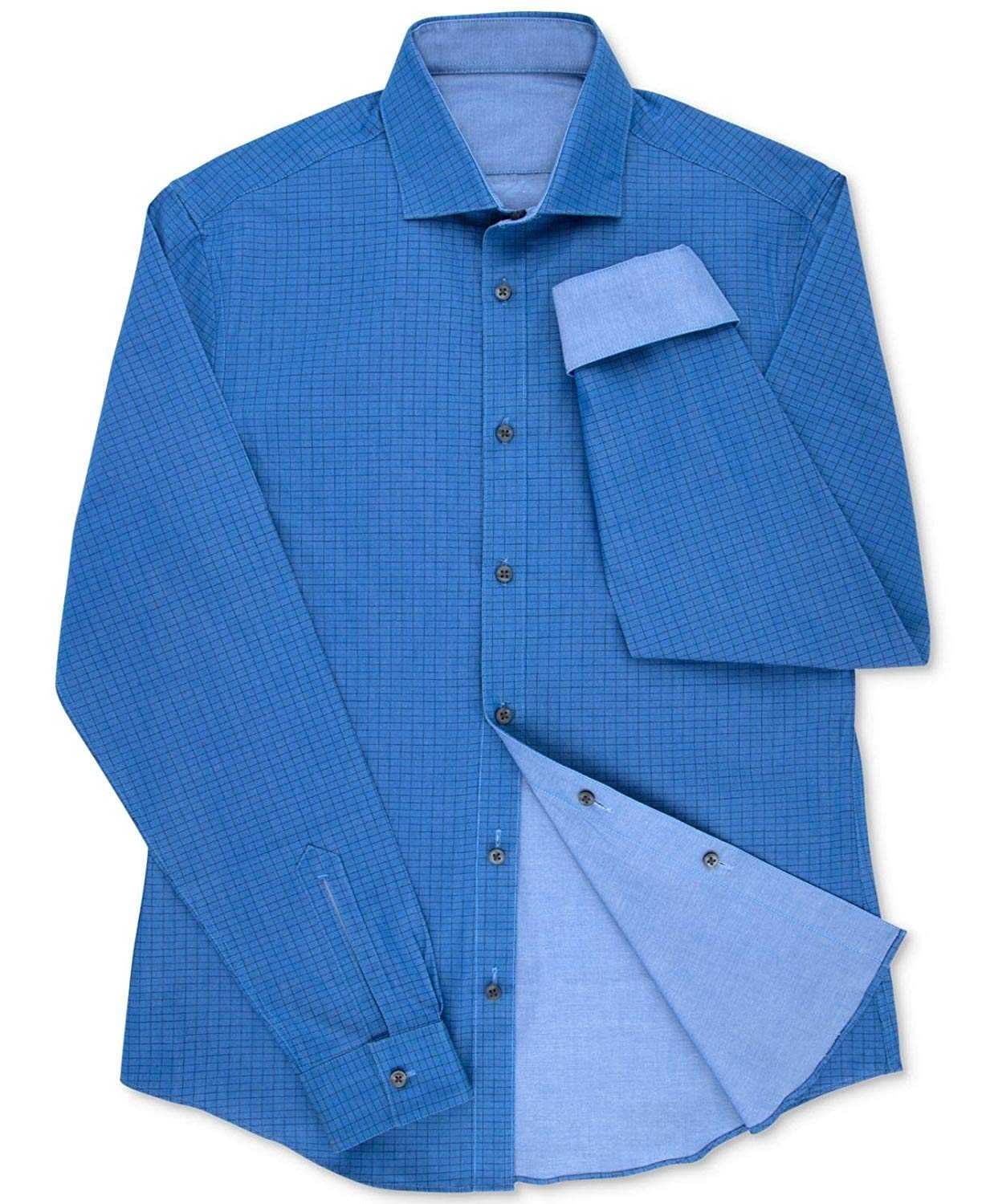 Calvin Klein Men Medium 1515 1/2 Reversible Dress Shirt (Ultra Blue
