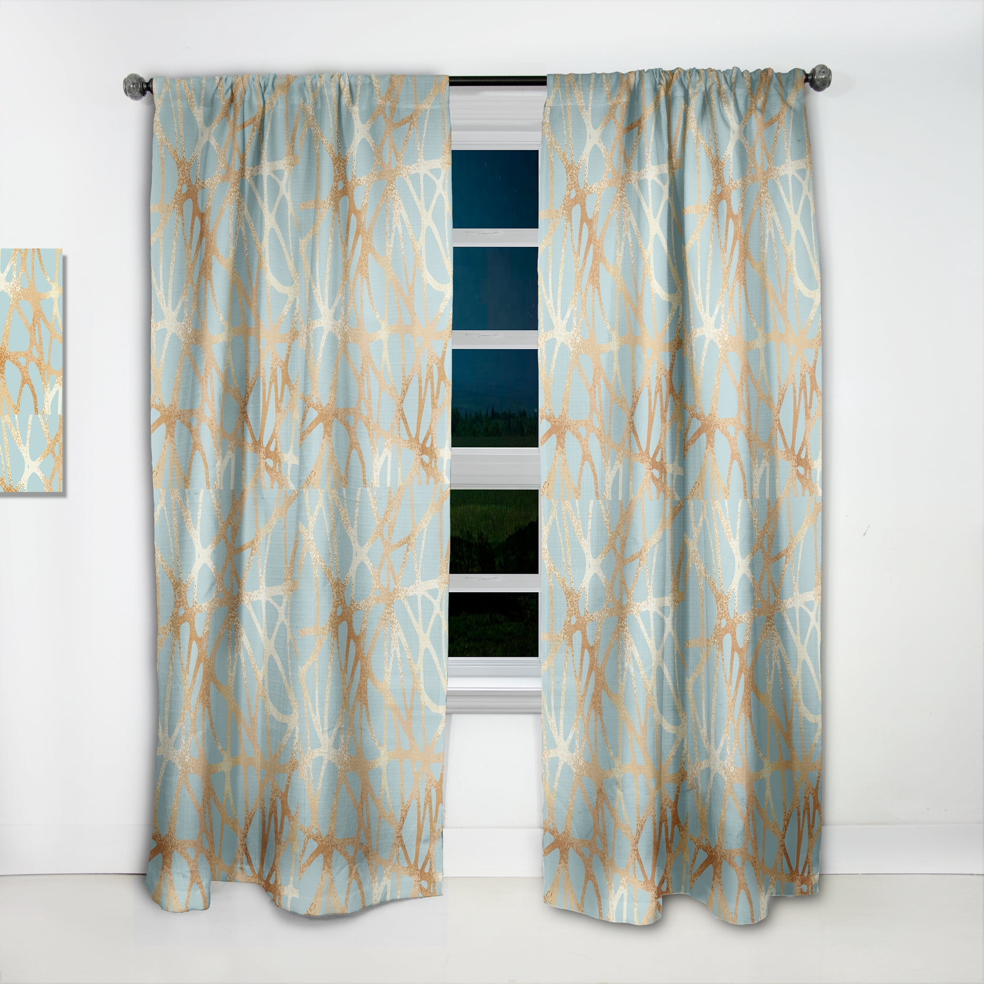 Designart 'Metallic Golden Luxury Geometrics XII IV' Mid-Century Modern Curtain Panel