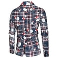 thumbnail image 5 of Christmas Suits for Mens, 2PCS Ugly Xmas Santa Claus Snowflake Print Suit Jacket Blazers Party Tuxedo Pants Sets, 5 of 9
