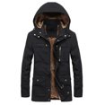 thumbnail image 1 of Manteau Parka à Capuche Épais et Chaud Doublé de Fourrure pour Homme en Molleton Long Manteau d'Extérieur, 1 of 5