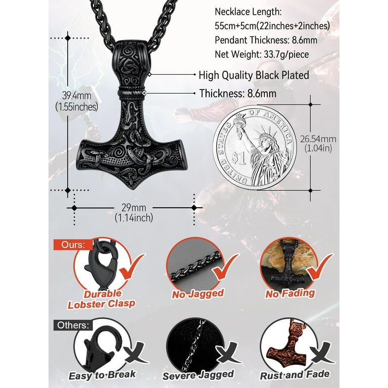 Black 2024 mjolnir necklace