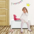 thumbnail image 4 of Wooden Ottoman Storage Chest, Boys and Girls Toy Storage Box with Seating Bench, Safety Hinged Cover & Large Storage Cube Space, Kids Modern Toy Chest, for Playroom, Living Room, Bedroom, White, D1037, 4 of 10