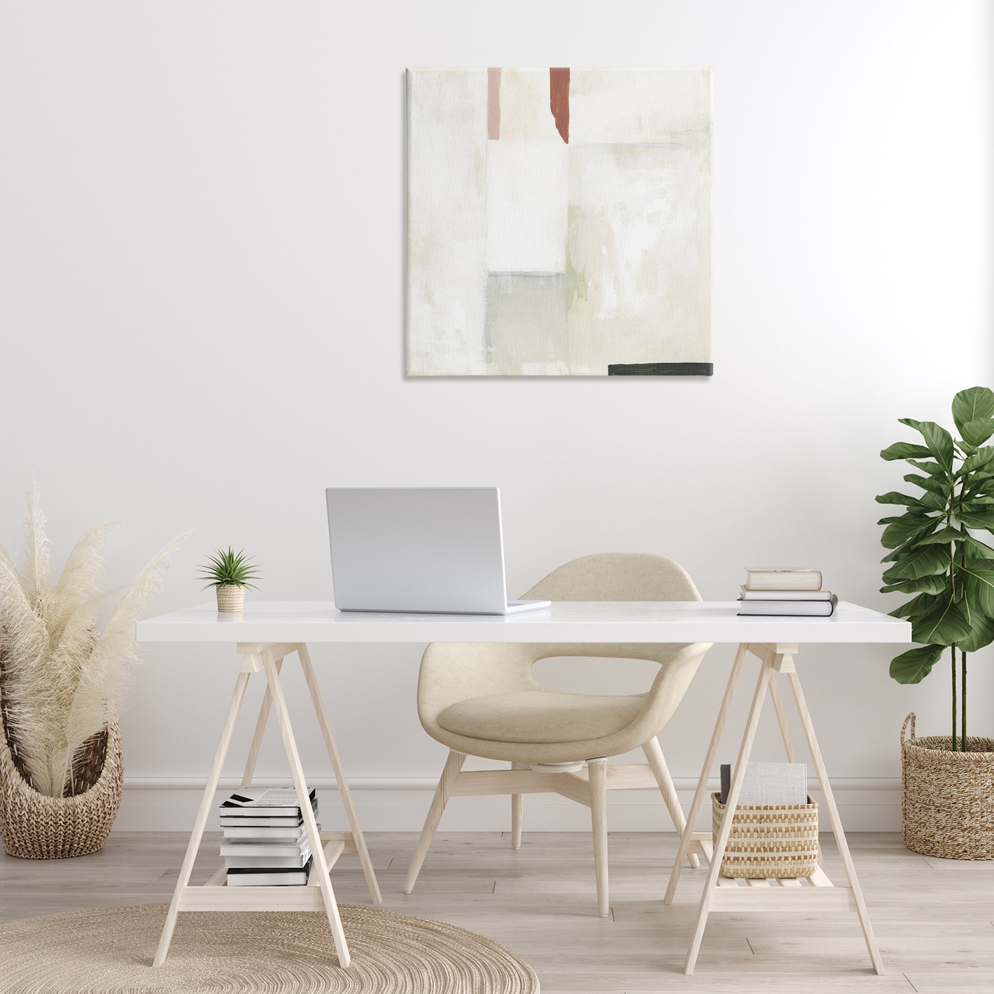 Stupell Industries Neutral Abstract Simplicity Abstract Painting Gallery Wrapped Canvas Art Print Wall Art, 30 x 30