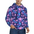 thumbnail image 2 of Salouo Blue Skull Rose Pattern Men's Fall Hoodie Sweatshirt,Sport Hoodie with Pockets for Men Pullover Casual Hooded Sweatshirt-Small, 2 of 7