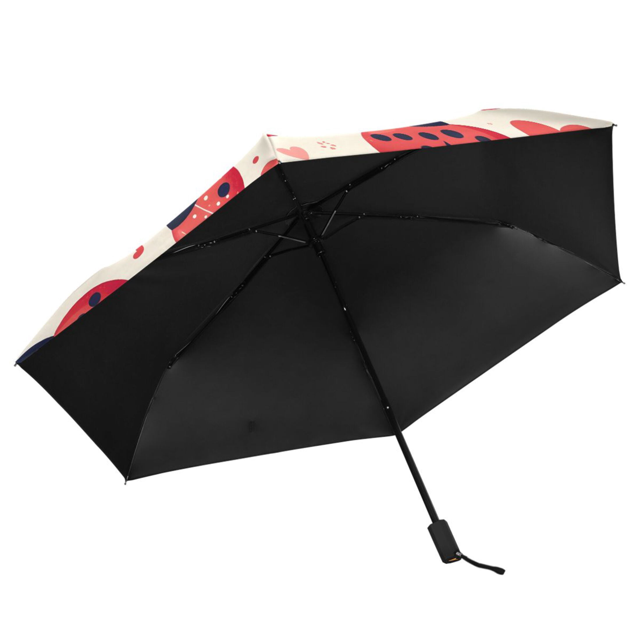 Ladybugs Heart Love Compact Sun Umbrella Windproof Travel Umbrellas for Rain Strong Portable UV Protection