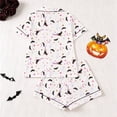thumbnail image 2 of XIAOCHA Halloween Witch Cat Moon Star Ghost Print Pajama Set For Women Wide Elastic Waist Baggy Sleep Shorts, 2 of 8