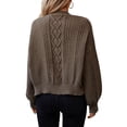 thumbnail image 6 of Female Cardigan Sweaters Cable Knit Crochet Fall Jackets Button Up Chunky Trendy Outfits Camel Color S, 6 of 10