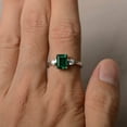 thumbnail image 3 of HeartsAndYou 1.2ct Natural Green Emerald Engagement Ring 100% 14k SOLID White Gold Trilogy, 3 of 8