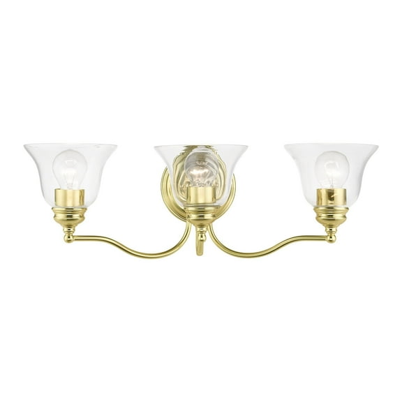 16933-02 Livex Lighting Moreland - 3 Light Bath Vanity In Transitional Style-7.5 Inches Tall and 24 Inches Wide-Polished Brass Finish