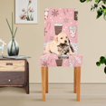 thumbnail image 4 of Yayeee 4 Pack Dining Chair Covers Stretch Parson Chairs Slipcovers Seat Protector, Brown Hand Drawn Cups, 4 of 6