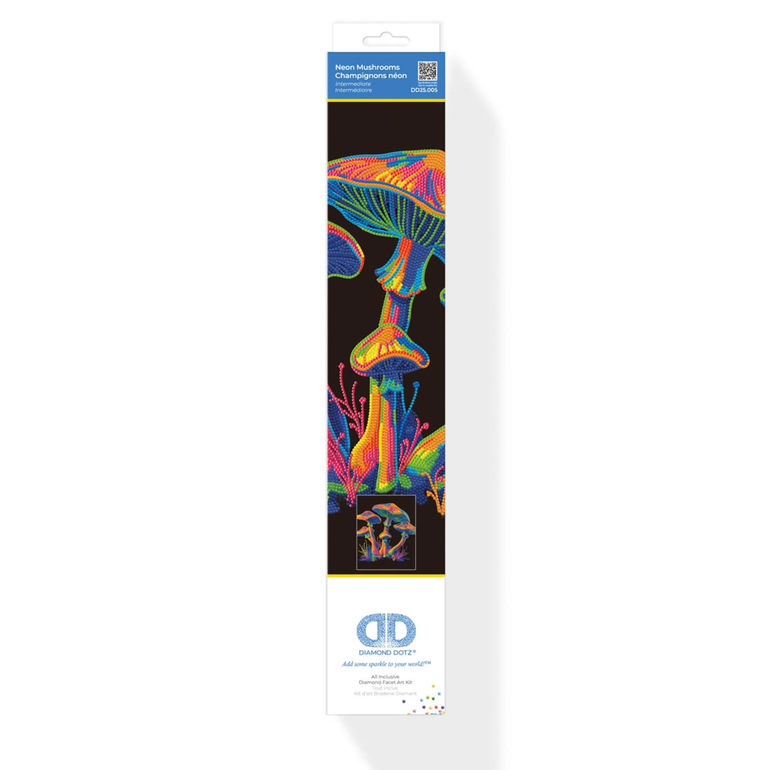 Diamond Dotz Neon Flock Mushrooms Diamond Painting Kits for Adults - Colorful Diamond Art Kits a Relaxing Creative Craft Kit with Dotz Gems 18x14