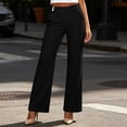 thumbnail image 5 of VBVC Women's High Waisted Straight Leg Dress Pants , Casual Button Tab Work Trousers For Women , Ladies' Business Office Slacks with Pockets, Black , S-2XL, 5 of 7