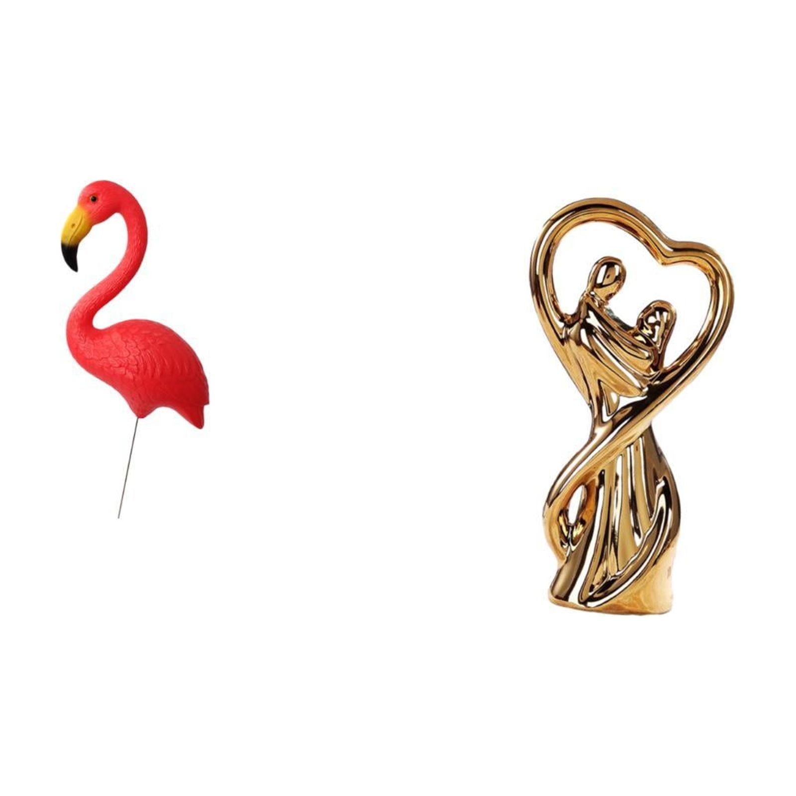 Miulika Flamingo Fairy Garden Sculpture Ornament for Spring Holiday Yard Art with Couple Statue Figurine Lovers Gift for Anniversary Family