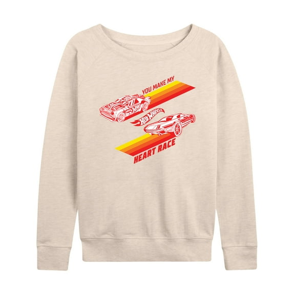 Hot Wheels - Valentine's You Make My Heart Race - Ladies French Terry Long Sleeve Shirt