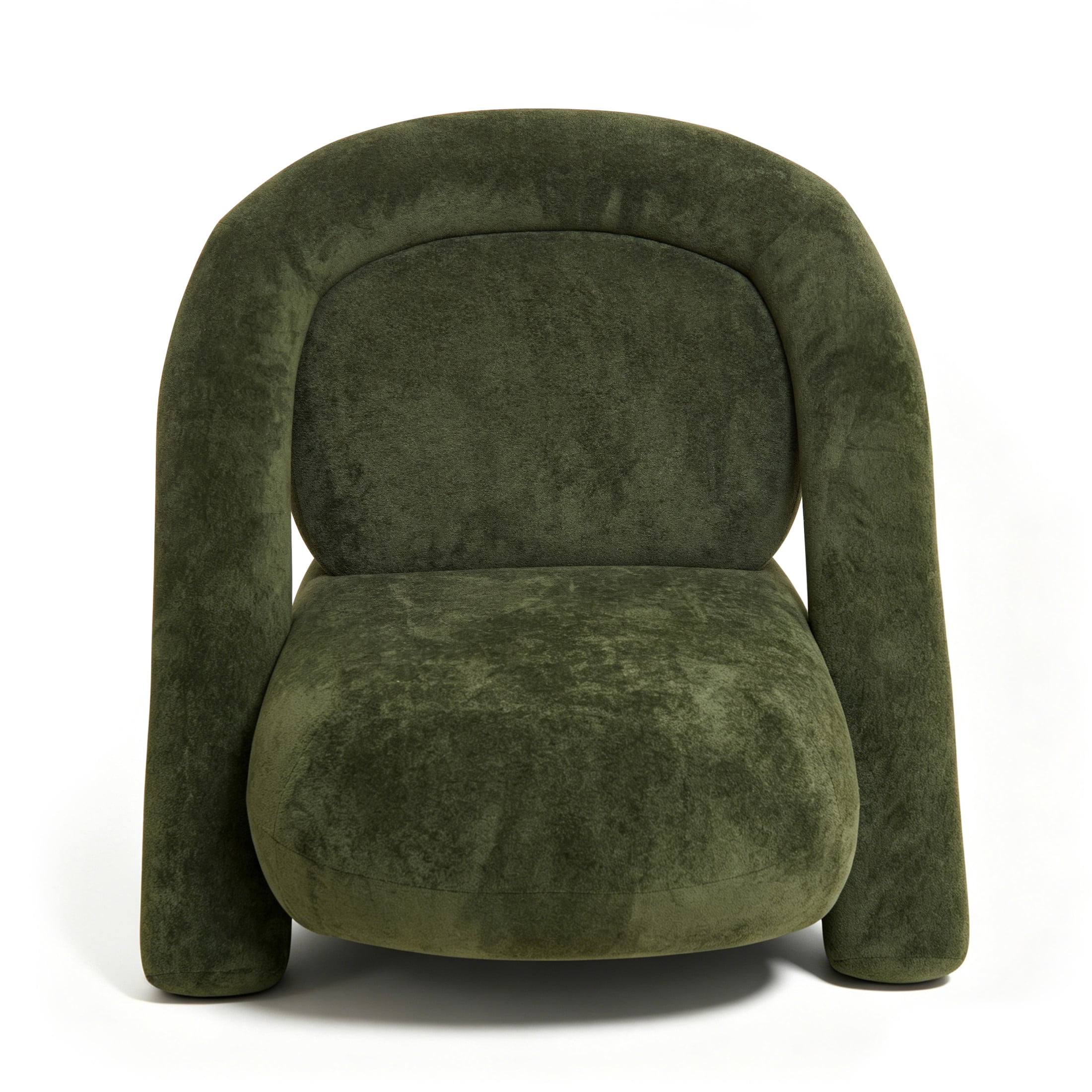 Noble House Marcus 32" Velvet Upholstered Accent Club Chair, Armless Space Saving Geometric Lounge Sofa, Dark Green