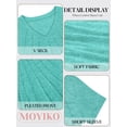 thumbnail image 4 of MOYIKO Women Summer T-Shirt V Neck Short Sleeve Pleats Basic Tee Shirt Lake Green Loose Fit Dressy Top L, 4 of 7