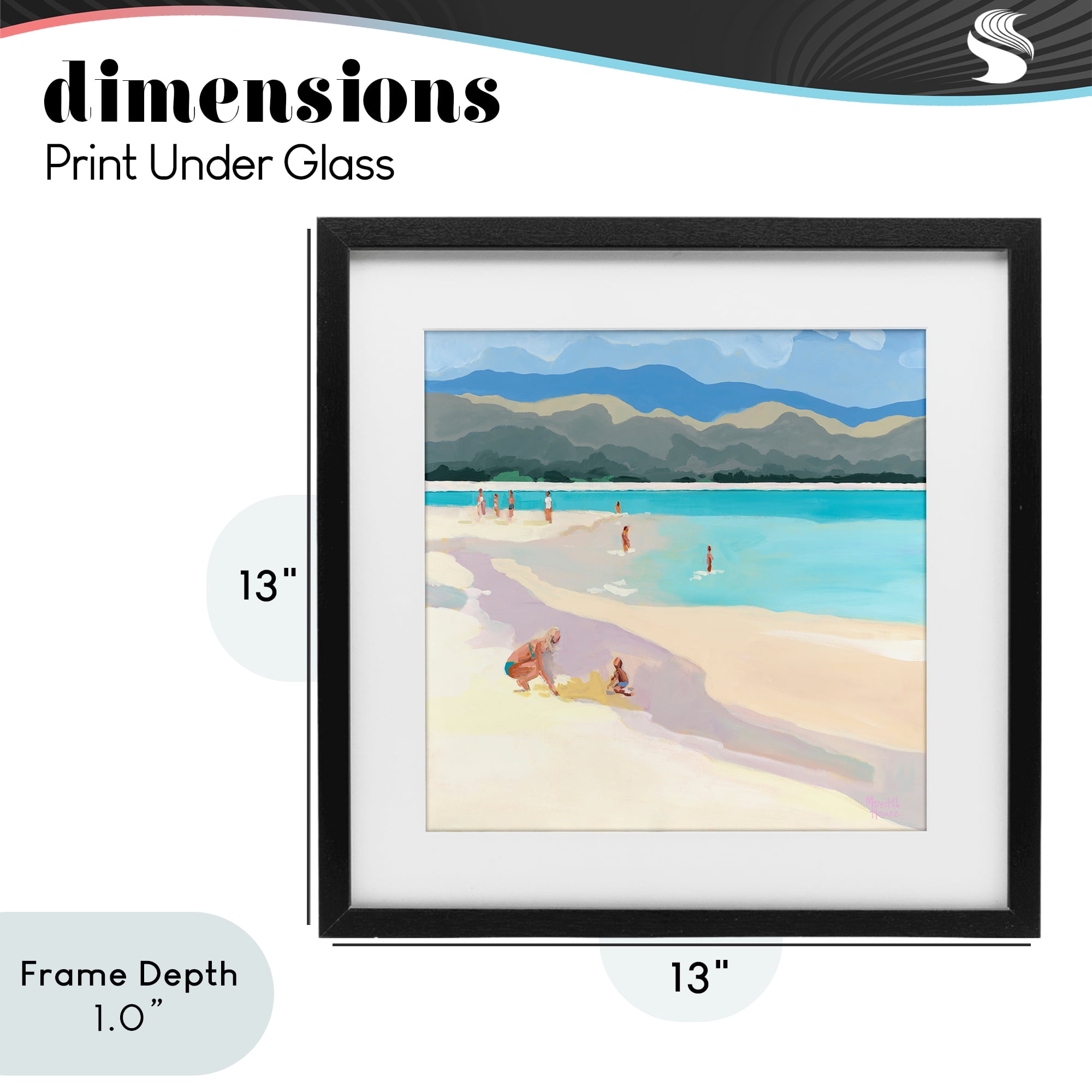Stupell Industries Mother & Child Beach Scene Black Framed Print Under Glass, design by Meredith Howse