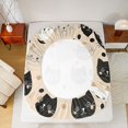 thumbnail image 4 of Manfei Kawaii Kitten Fitted Sheet Full, Boho Moon Bed Set, Beige, 3 Pieces, 1 Fitted Sheet and 2 Pillowcases, 4 of 6