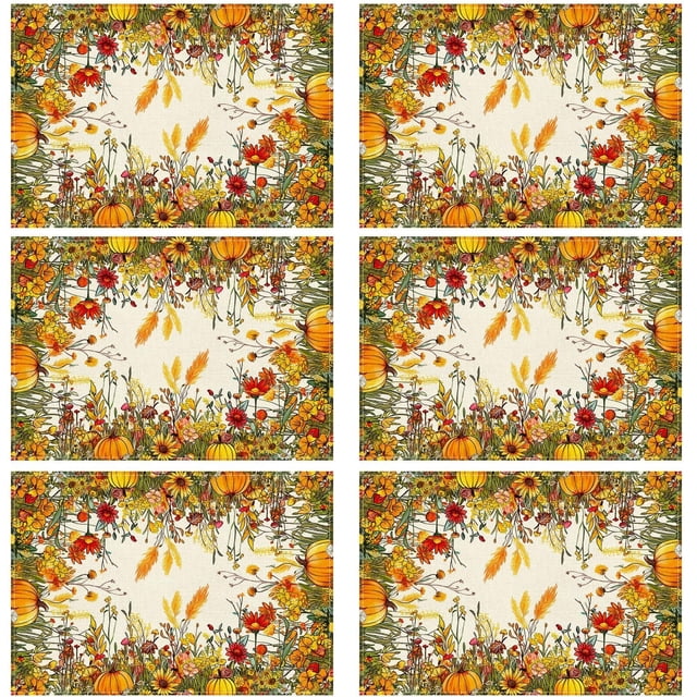 WANGQI Fall Color Wild Flowers Pumpkin Table Runner Table Decoration for Kitchen Dining Dinner Autumn Home Decor