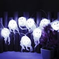 thumbnail image 4 of Luces LED de Cadena Wmkox8yii Decoración de Halloween 10 Luces Batería Calavera Gasa Blanca, 4 of 7