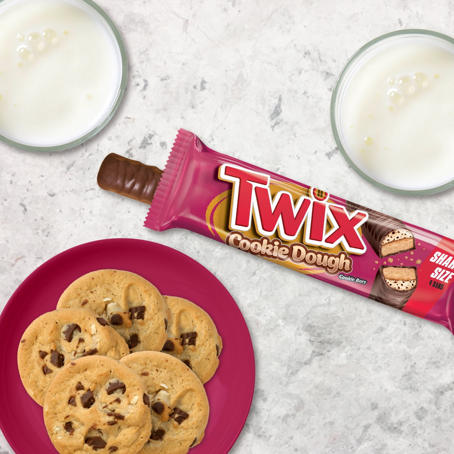 (2 pack) Twix Cookie Dough Milk Chocolate Bars, Share Size - 2.72 oz