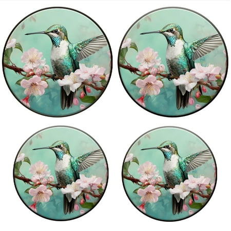 

BaHomeck Electric Stove Burner Covers Set of 4 Round Metal Gas Stove Burner Covers 8 Inch and 10 Inch Kitchen Decor Beautiful Hummingbird Sitting On Cherry Blossom Branch