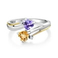 thumbnail image 2 of Gem Stone King 0.98 Ct Blue Tanzanite Yellow Citrine 925 Silver and 10K Yellow Gold Ring (Size 9), 2 of 5