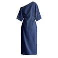 thumbnail image 4 of Glisme Casual Dresses For Women Plus Size Dress Elegant Off Shoulder Long Sleeve Midi Dress Summer Fashion High Waist Pullover Tunic Dress Blue Sundress Anniversary Dresses, 4 of 5