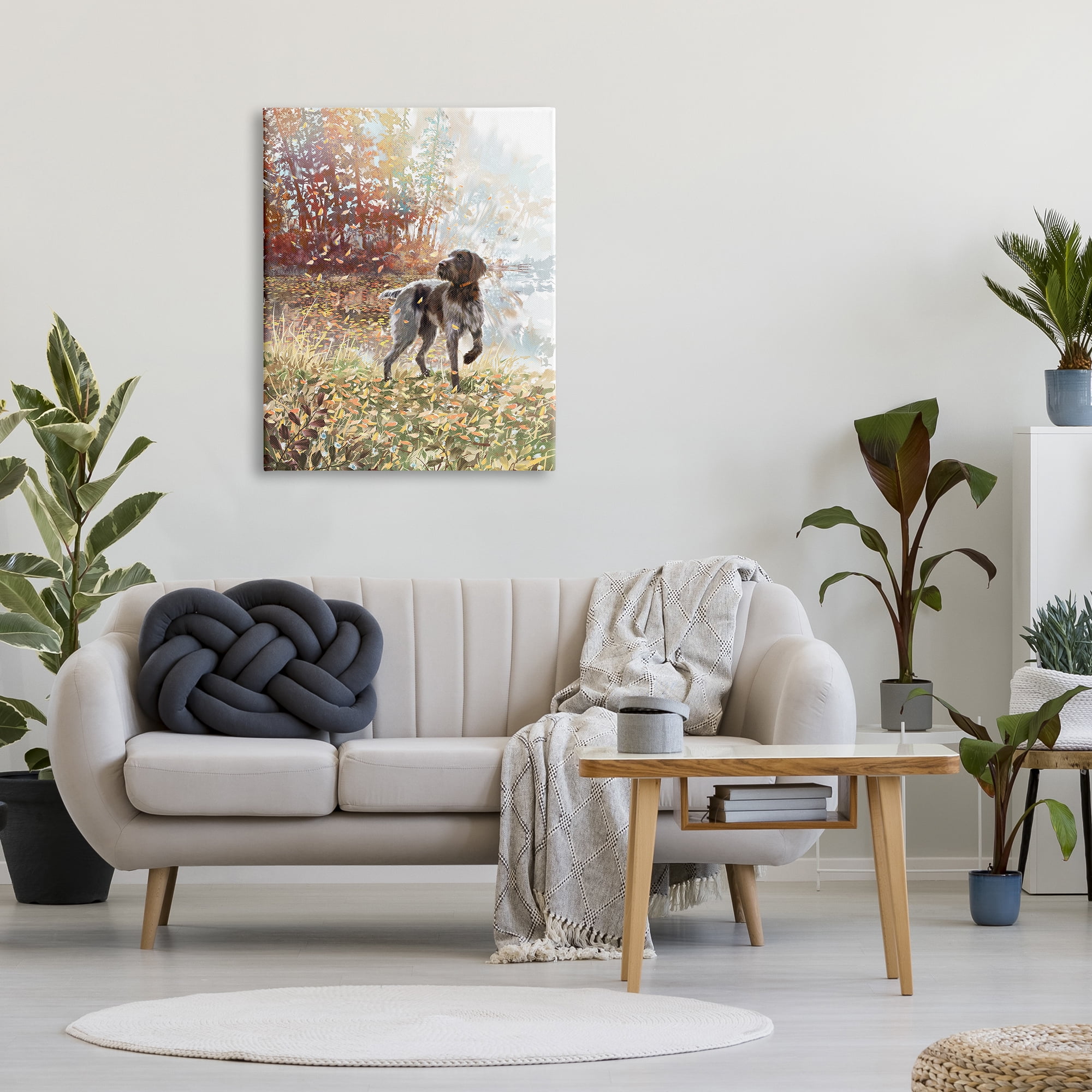Stupell Pointer Dog Forest Lake Foliage Animals & Insects Painting Gallery Wrapped Canvas Print Wall Art