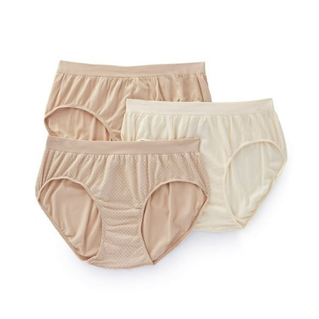 Women s Bali DFAK90 Comfort Revolution Microfiber Hipster Panty- 3Pack (NudeLBeigeNudeWhiteDot 6/7)