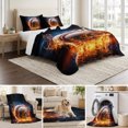 thumbnail image 6 of Twin XL Quilt Set 68''x98'', Baseball Lightweight Summer Bedspread Coverlet Set with 2 Pillow Shams, Sports Theme Gradient Orange Blue Black Breathable All Season Quilt Bedding for Dorm/Guest Room, 6 of 9