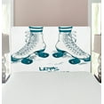thumbnail image 1 of Retro Headboard, Girl's Legs in Stripes Stockings and Retro Roller Skates Fun Teen Illustration Print, Upholstered Decorative Metal Bed Headboard with Memory Foam, Twin Size, Teal White, by Ambesonne, 1 of 4