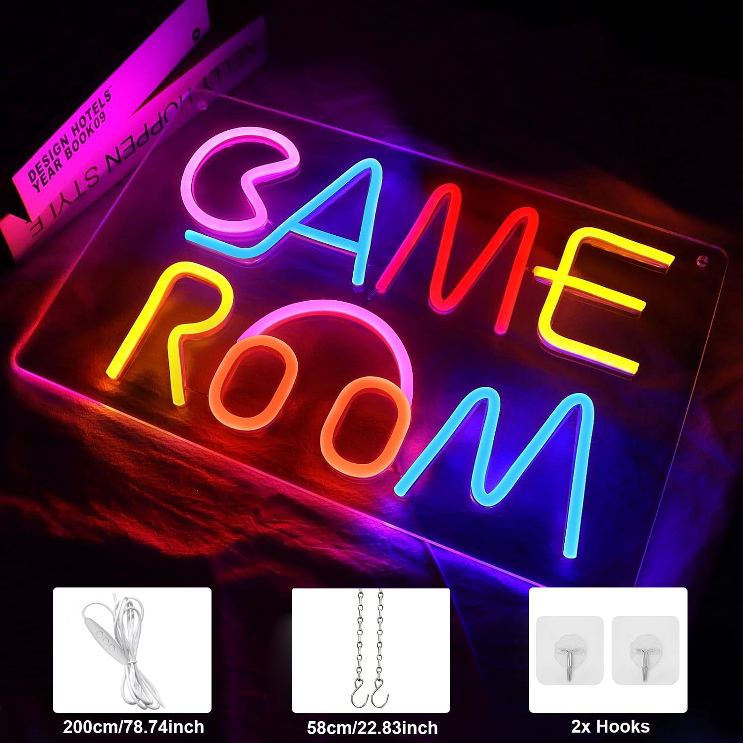 Lapalife Game Room LED Neon Signs for Wall Decor, 15.7"x 9.8" LED Light Sign Dimmable with On/Off Switch USB Powered for Bedroom Gaming Room Party Bar Club Decor