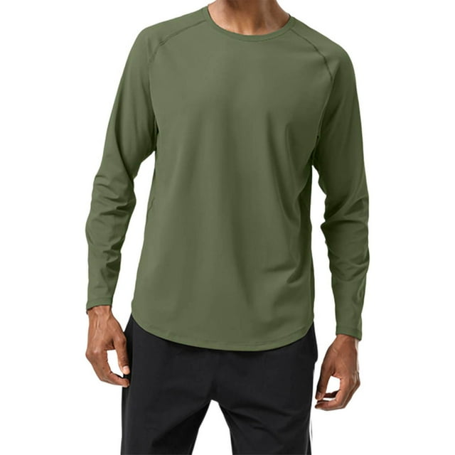 LIaqionyy Chemise Homme Couche de Base sous-Vêtement Manches Longues Léger Col Rond sous-Vêtements Respirants Hauts de Course