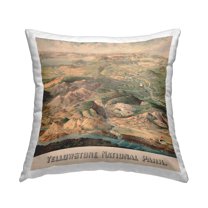 Stupell Industries Vintage Yellowstone Landscape Square Decorative Printed Throw Pillow, 18 x 18