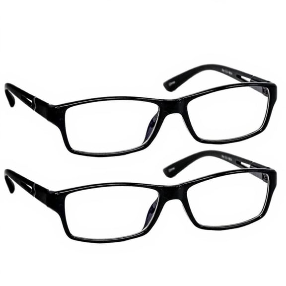 Computer Reading Glasses 1.50 | 2 Pack of Readers for Men and Women | 2 Black