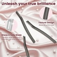 thumbnail image 2 of Eyebrow Razor and Face Razor for Women, Reusable Metal Handle with 12 Refill Blades and Protective Silicone Cap, Eyebrow Hair Trimmer - Silver, 2 of 7