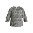 thumbnail image 6 of Time and Tru Women's Cotton Button Front Blouse with ¾ Length Sleeves, Sizes XS-XXXL, 6 of 6