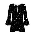 thumbnail image 6 of VKOYWKM Tunic Tops for Women Valentine's Day Shirts 3/4 Bell Sleeve Button V Neck Henley Shirt Cute Love Heart Print Pleated Empire Waist Tunic Blouses, 6 of 6