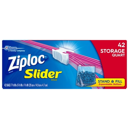 ziploc slider storage quart bags count