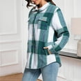 thumbnail image 4 of QQAMB Women's Sherpa Lined Flannel Shirt Jacket Plaid Button Down Jacket Coat for Women with Pocket Multicolor M, 4 of 7