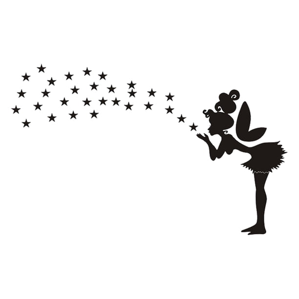 Etiqueta engomada de la pared del espejo de acrílico de las estrellas que soplan de hadas Vhermosa